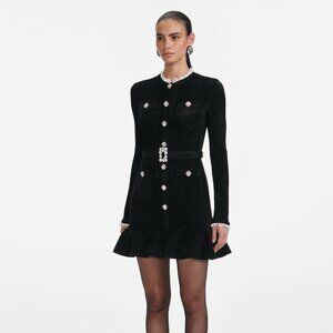 Self-Portrait Black Chenille Knit Mini Dress